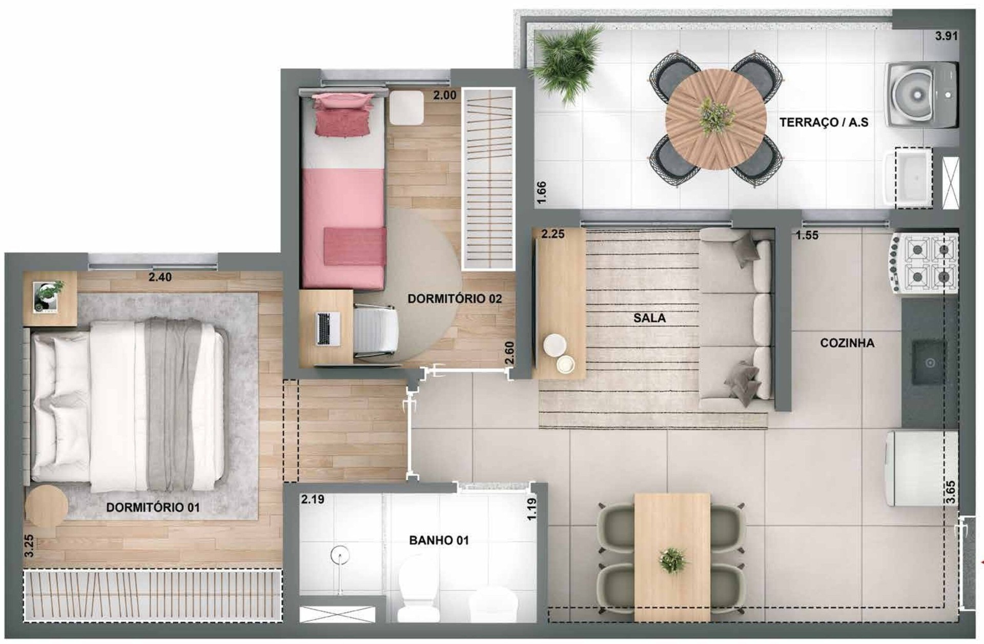 Planta 44 m²